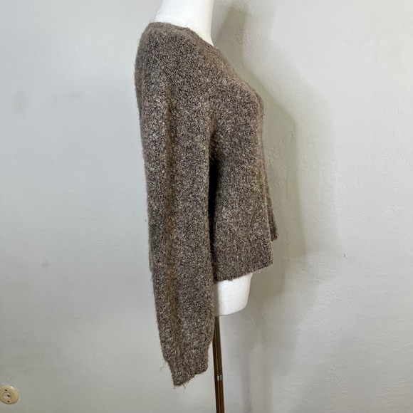 Bella Dahl Brown Boucle Knit Crew Neck Sweater B4904-F33-300 Size Small